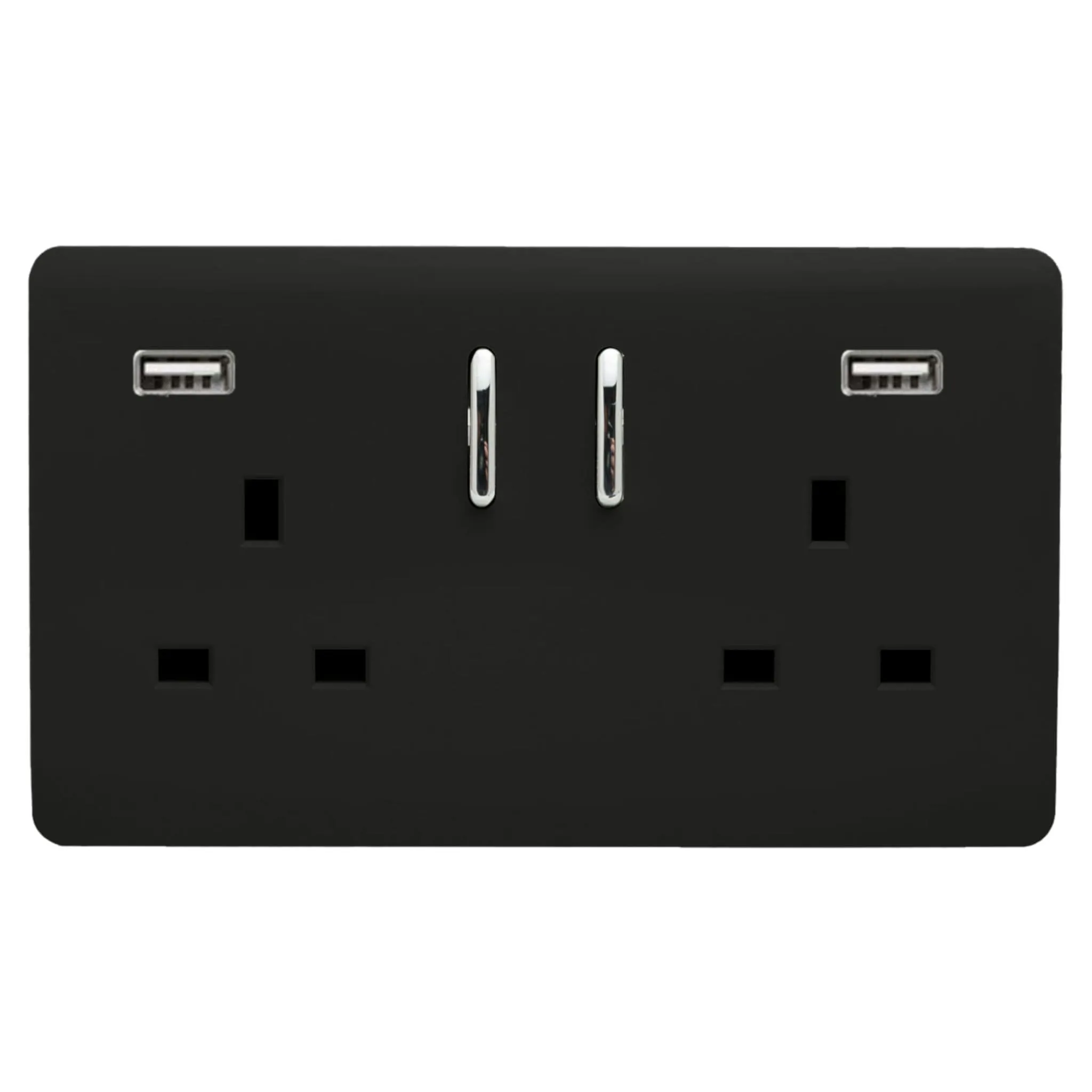 ART-SKT213USB21AAMBK  2 Gang 13Amp Short S/W Double Socket With 2x2.1Mah USB Matt Black